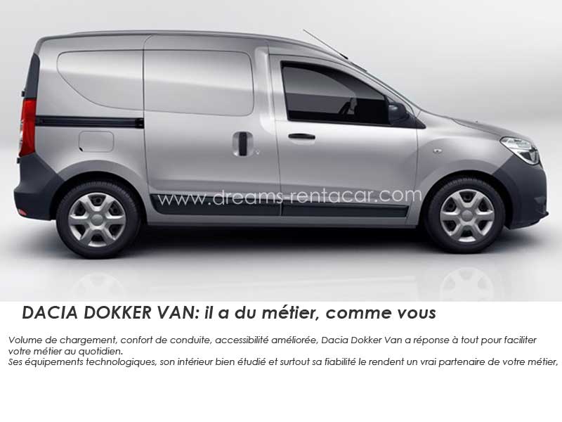 Promotion 02: Location DACIA DOKKER VAN LUX PORTE TOLLE Boite MANUELLE (UTILITAIRE COMMERCIAL) en Tunisie