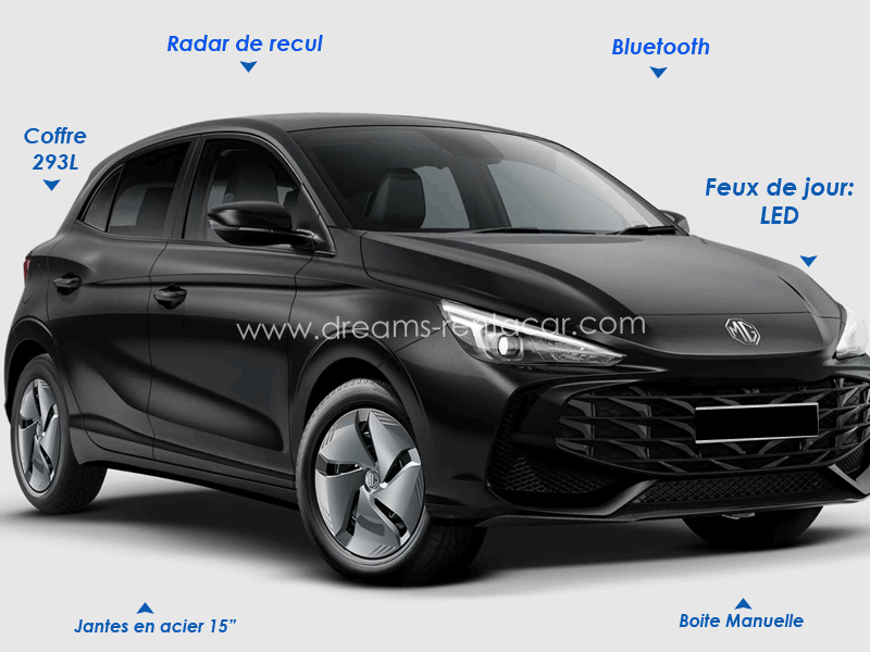 Location de voiture longue dur&eacute;e Tunisie LLD: Offre de MG NEW MG3 BVM r&eacute;cente ou 0 km