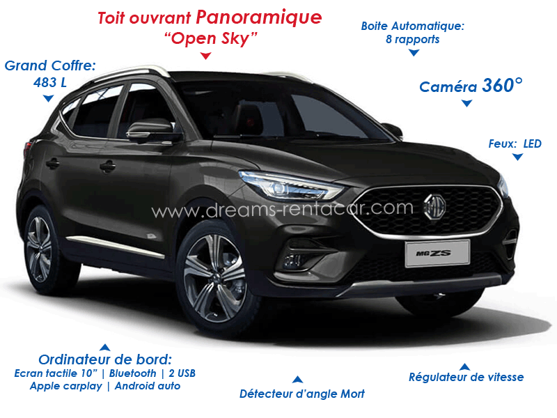 Location de voiture longue durée Tunisie LLD: Offre de MG ZS TROPHY BVA récente ou 0 km