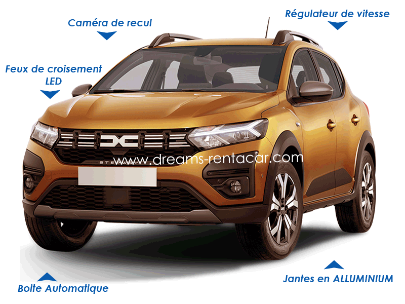 Promotion location de voiture à l’aéroport Tunis Carthage (TUN) et en Tunisie: Dacia New sandero stepway bva SUV AUTOMATIQUE à.p de 0.0 €/Jr